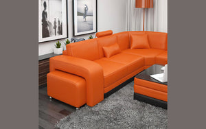 Heather Modern Leather Sectional