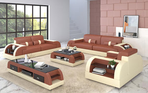 Piliu Leather Sofa Set with Side Storage