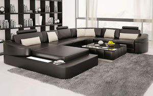 Stricker Leather Sectional with LED Light