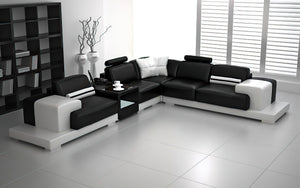 Shahzaib Leather Sectional with Console