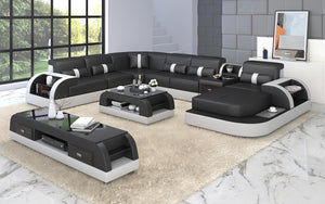 Piliu Modern U Shape Leather Sectional