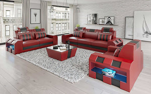 Cosmo Modern Leather Sofa Set with LED