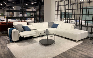 VOYAGE MODERN LEATHER SECTIONAL WITH OTTOMAN