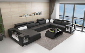 Moore Leather Sectional with Storage