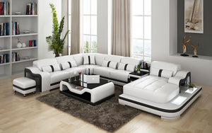 Sydney Large Leather Sectional with Side Table