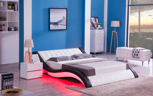 Sunna Curved Modern Leather Platform Smart Bed With LED Light