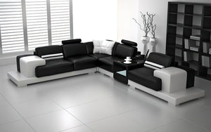 Shahzaib Leather Sectional with Console