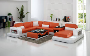 Tara Modern U-Shape Leather Sectional