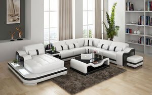 Sydney Large Leather Sectional with Side Table