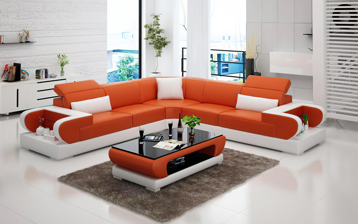 Ezrael Modern Leather Sectional