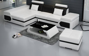 Lanz Mini Modern Leather Sectional with Chaise