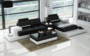 Halsey Mini Modern Leather Sectional with Console Table