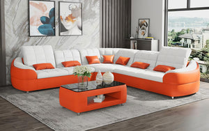 Aumin Modern Leather Corner Sectional with Adjustable Headrest