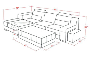 Trista Modern Leather Sectional with LED Light