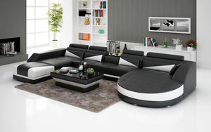 Lilo Leather Sectional with Shape Chaise