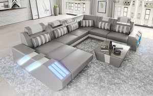 Cosmo Modern Leather Sectional with LED