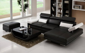 Merdell Mini Modern Leather Sectional with Chaise