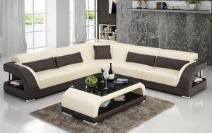 Verger Modern Leather Sectional with Shelving