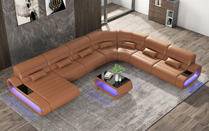 Catina XL Leather Sectional with LED Light