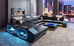 Sahara Modern Leather Sectional with LED Light