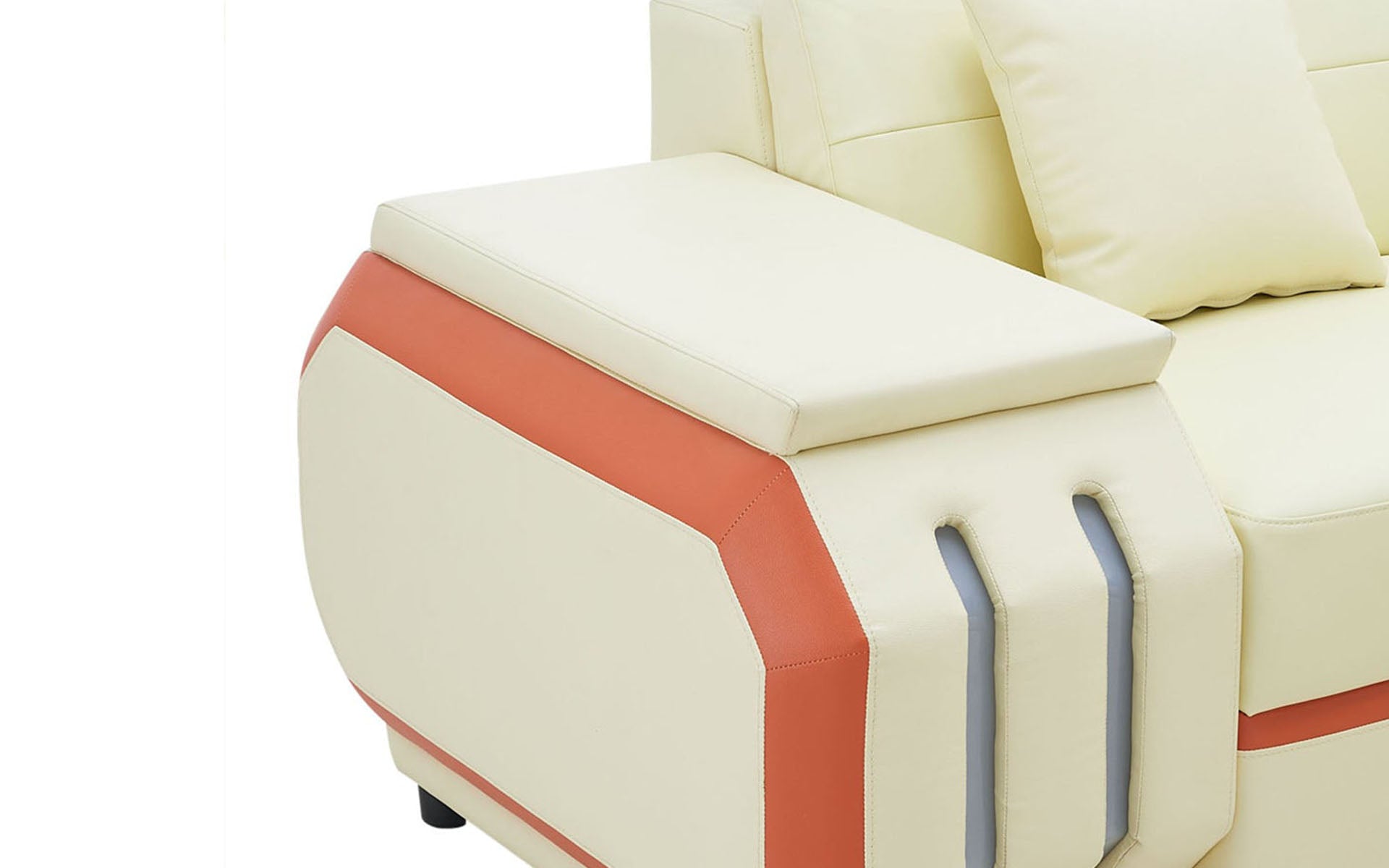 Univo Modern Leather Sectional with LED Lights