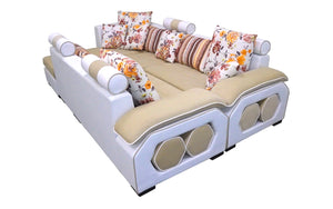 Selena Beige & White Modular Tufted Sectional