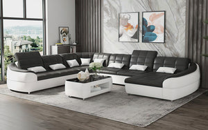 Aumin Modern Leather Sectional with Chaise