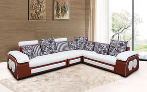 Selena Modular Compact Sectional StyleA(White&Brown)