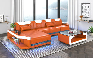 Tate Modern Leather Small Sectional with LED Light