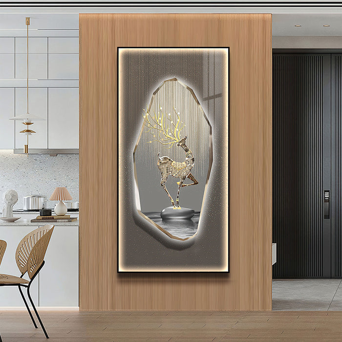 Futuristic Wall Art Tranquil Lake Crystal Deer