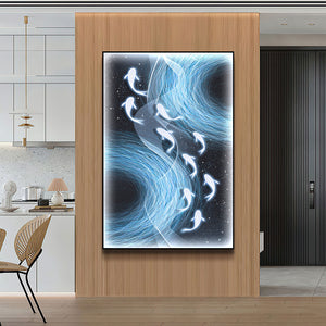 Futuristic Wall Art Nine Koi Fish I