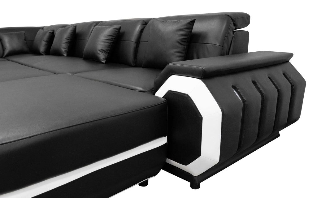 Univo Modern Leather Sectional with LED Lights