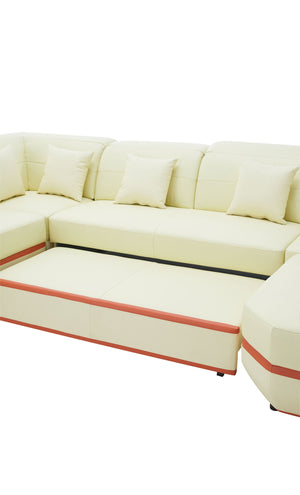 [NEW Arrivall] Univo Modern Leather Sectional with LED Lights With Bed Function