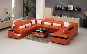 Charlotte Leather Sectional with Pop-Up Storage