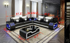 Omont Leather Corner Sectional with LED Light