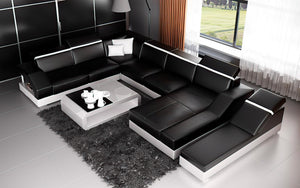 Sadie Modern U-Shape Leather Sectional with Side Chaise