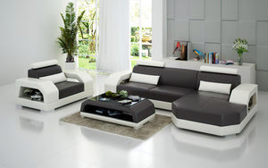 Luxi Mini Modern Leather Sectional with Chaise