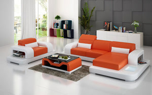 Gara Mini Modern Leather Sectional with Chaise