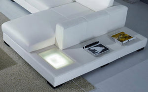 Snoe White Modern Leather Sectional with LED Light