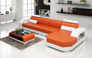 Luxi Small Modern Leather Sectional with Chaise