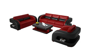 Hennessey Modern Leather Sofa Set