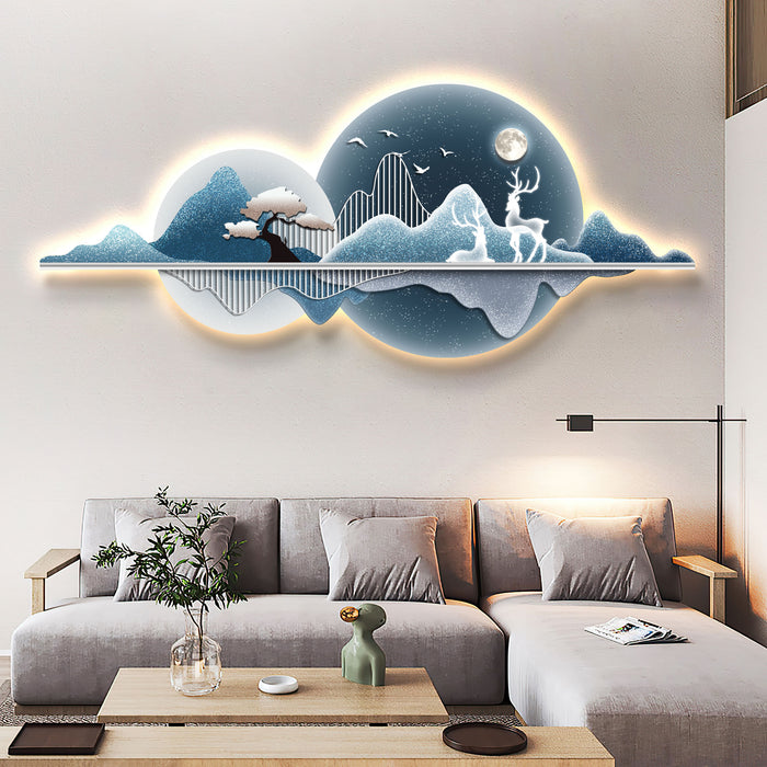 Futuristic Wall Art Elk Blue Planet Landscape