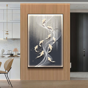 Futuristic Wall Art Nine Koi Fish VI