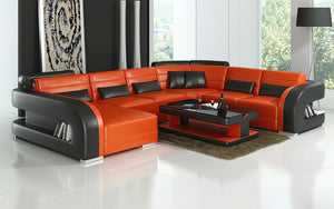 Hennessey Modern U-Shape Leather Sectional