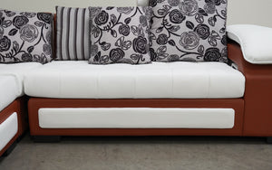 Selena Modular Compact Sectional StyleA(White&Brown)