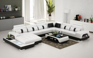 Mequon Large Leather Sectional with LED Lights