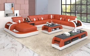 Piliu Modern U Shape Leather Sectional