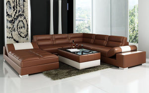 Thataway Modern Leather Sectional with Storage