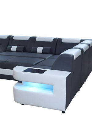 Uranus Modern Leather Sectional with LED Light