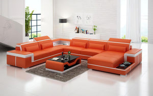 Perrault Leather Sectional with Adjustable Headrest